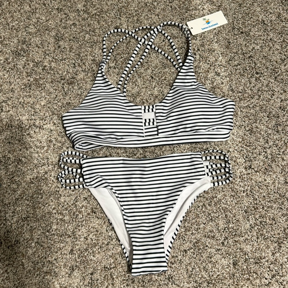 Beachsissy navy and white 2 piece swimsuit